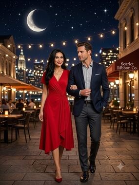 ​✨ Perceptions New York Elegant Red Knot-Front Midi Dress